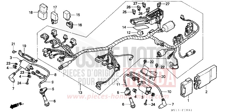 KABELBAUM/ ZUENDSPULE (2) von Africa Twin 750 ROSS WHITE (NH196) von 1998